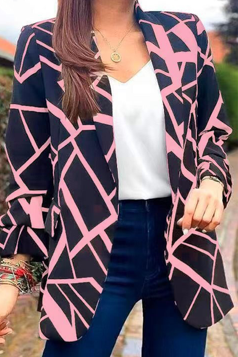 Vêtements d'extérieur à col rabattu imprimés à la mode