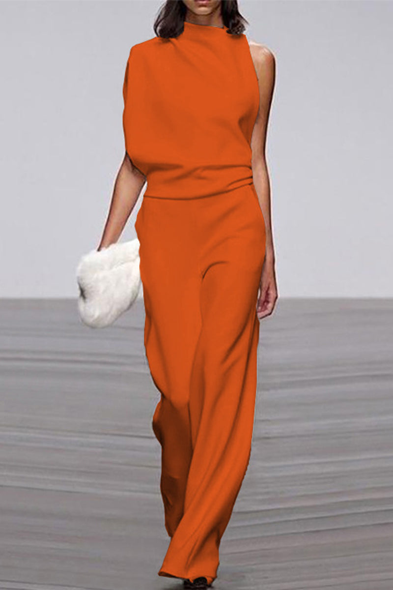 Combinaisons décontractées à demi-col montant et jambes évasées (12 couleurs)