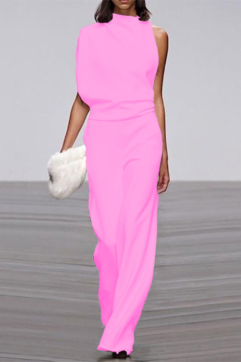 Combinaisons décontractées à demi-col montant et jambes évasées (12 couleurs)