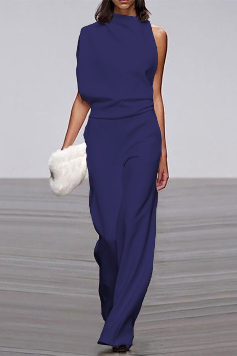 Combinaisons décontractées à demi-col montant et jambes évasées (12 couleurs)