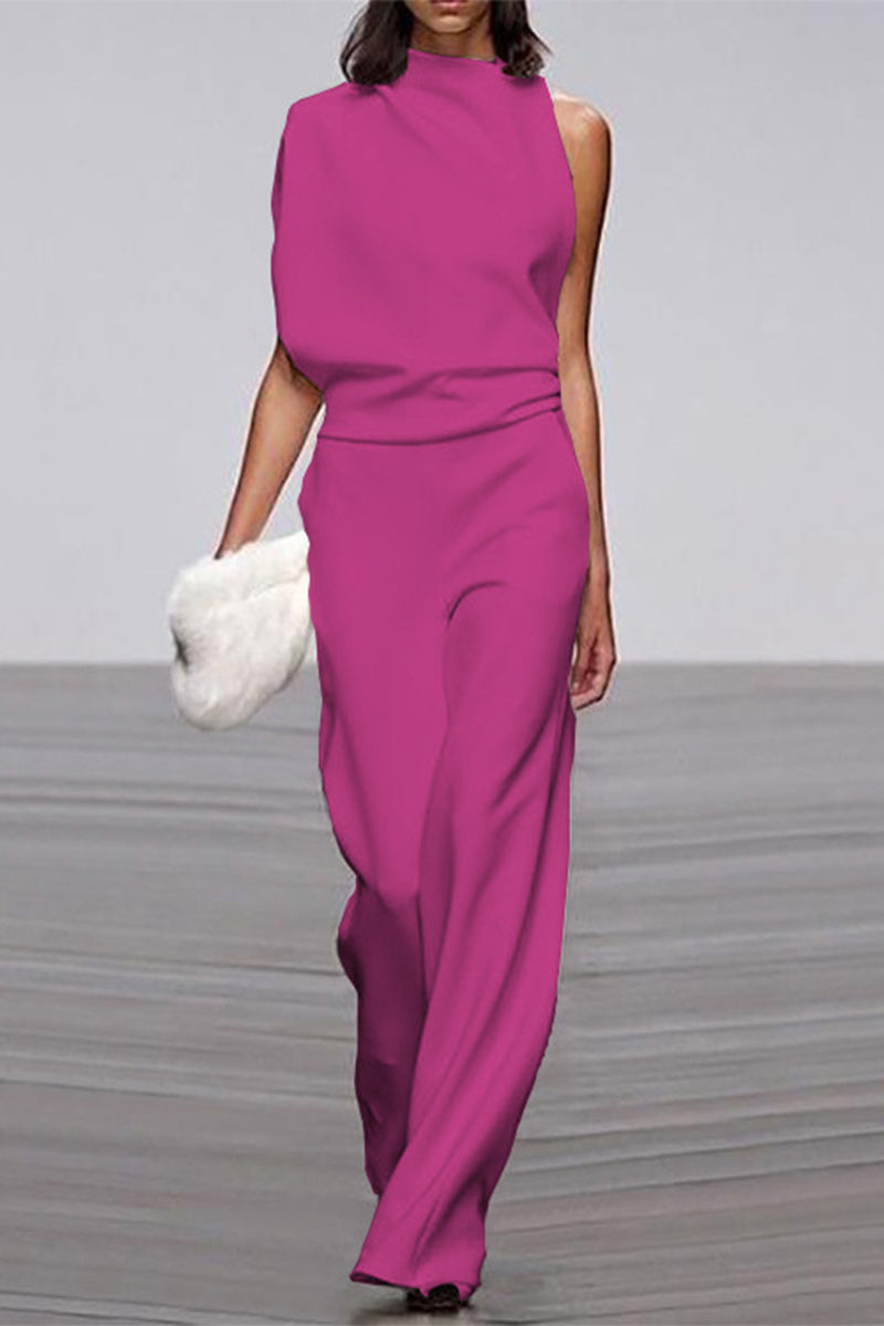 Combinaisons décontractées à demi-col montant et jambes évasées (12 couleurs)