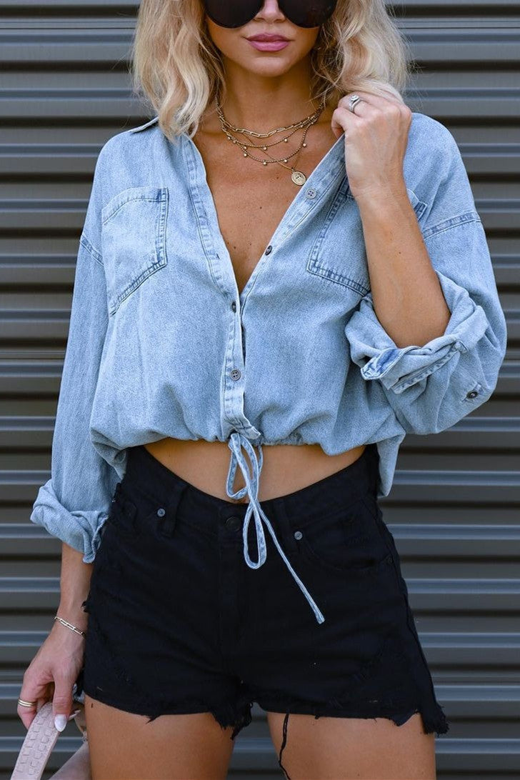 Vêtements d'extérieur à col chemise uni, tendance.