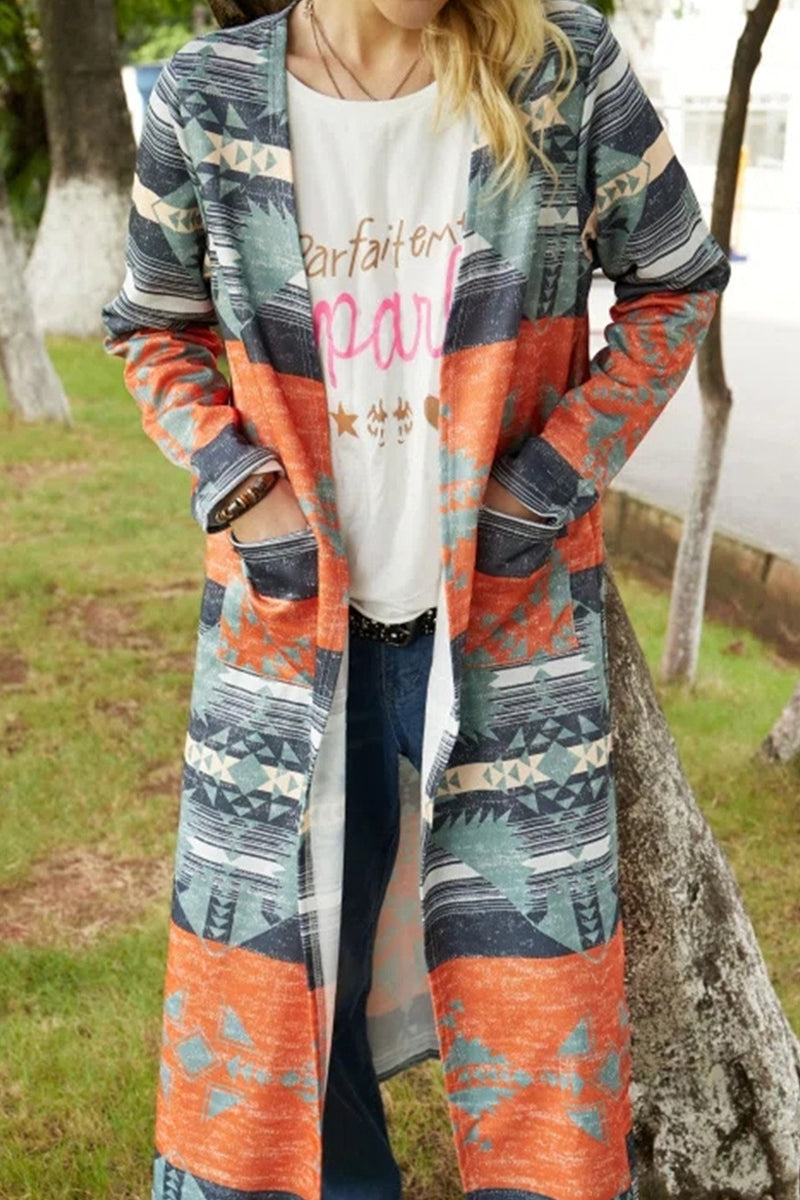 Vêtements d'extérieur à imprimé géométrique asymétrique et patchwork tendance (6 couleurs)