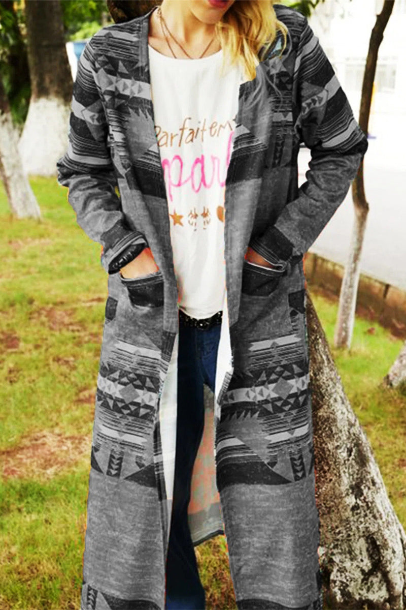 Vêtements d'extérieur à imprimé géométrique asymétrique et patchwork tendance (6 couleurs)