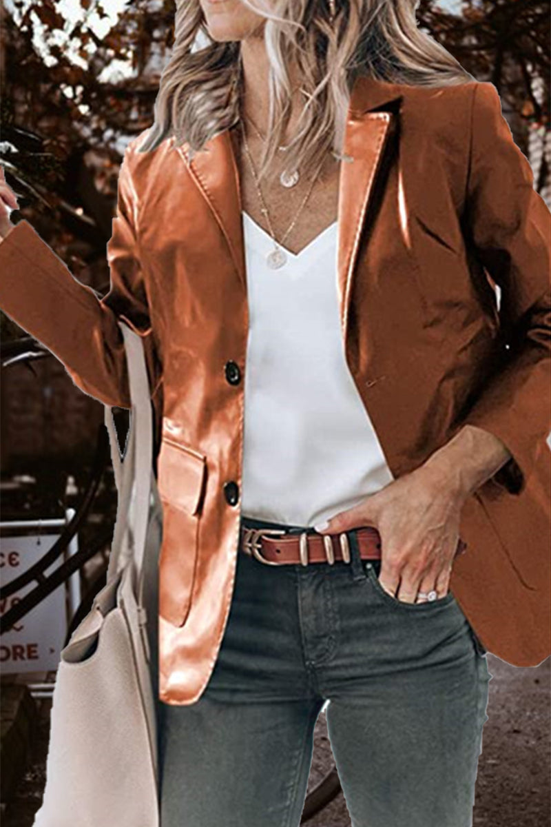 Vêtements d'extérieur à la mode, boutonnage simple, col rabattu (5 couleurs)