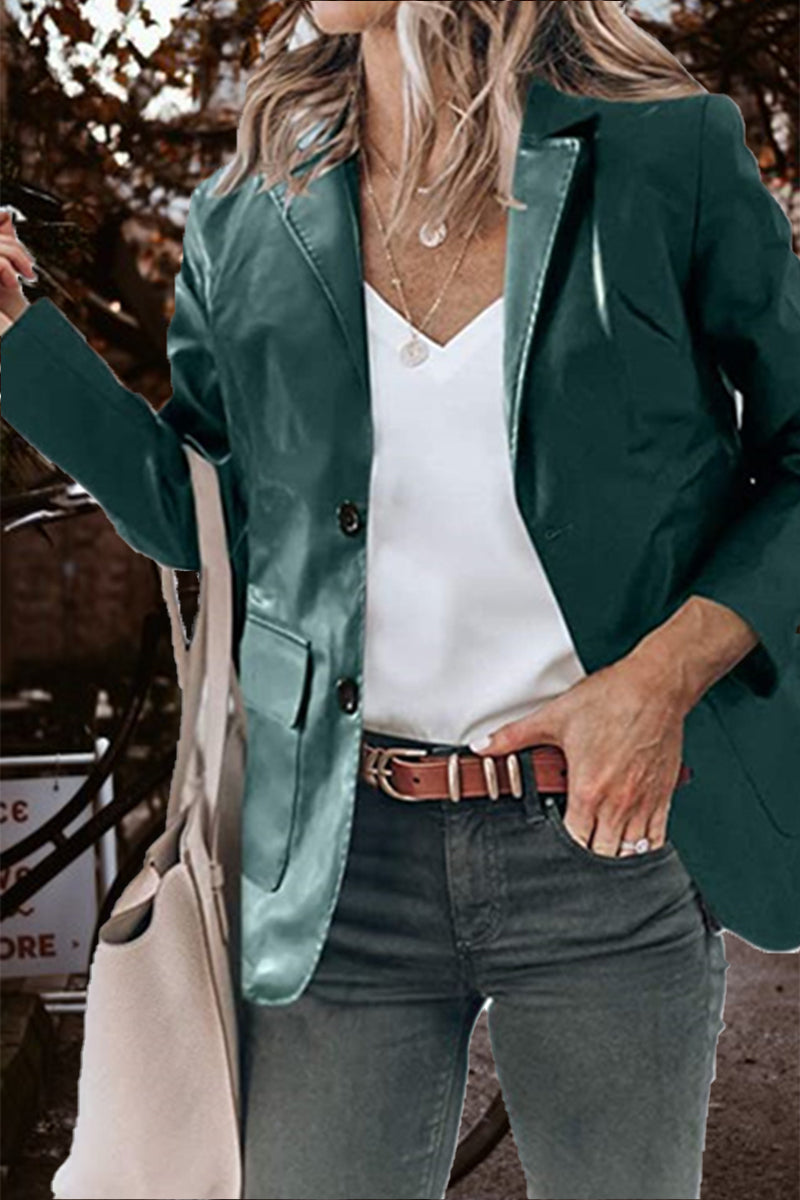 Vêtements d'extérieur à la mode, boutonnage simple, col rabattu (5 couleurs)