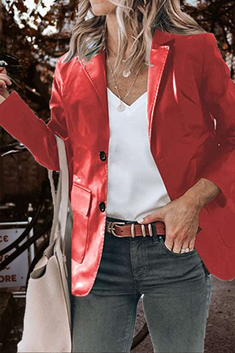 Vêtements d'extérieur à la mode, boutonnage simple, col rabattu (5 couleurs)