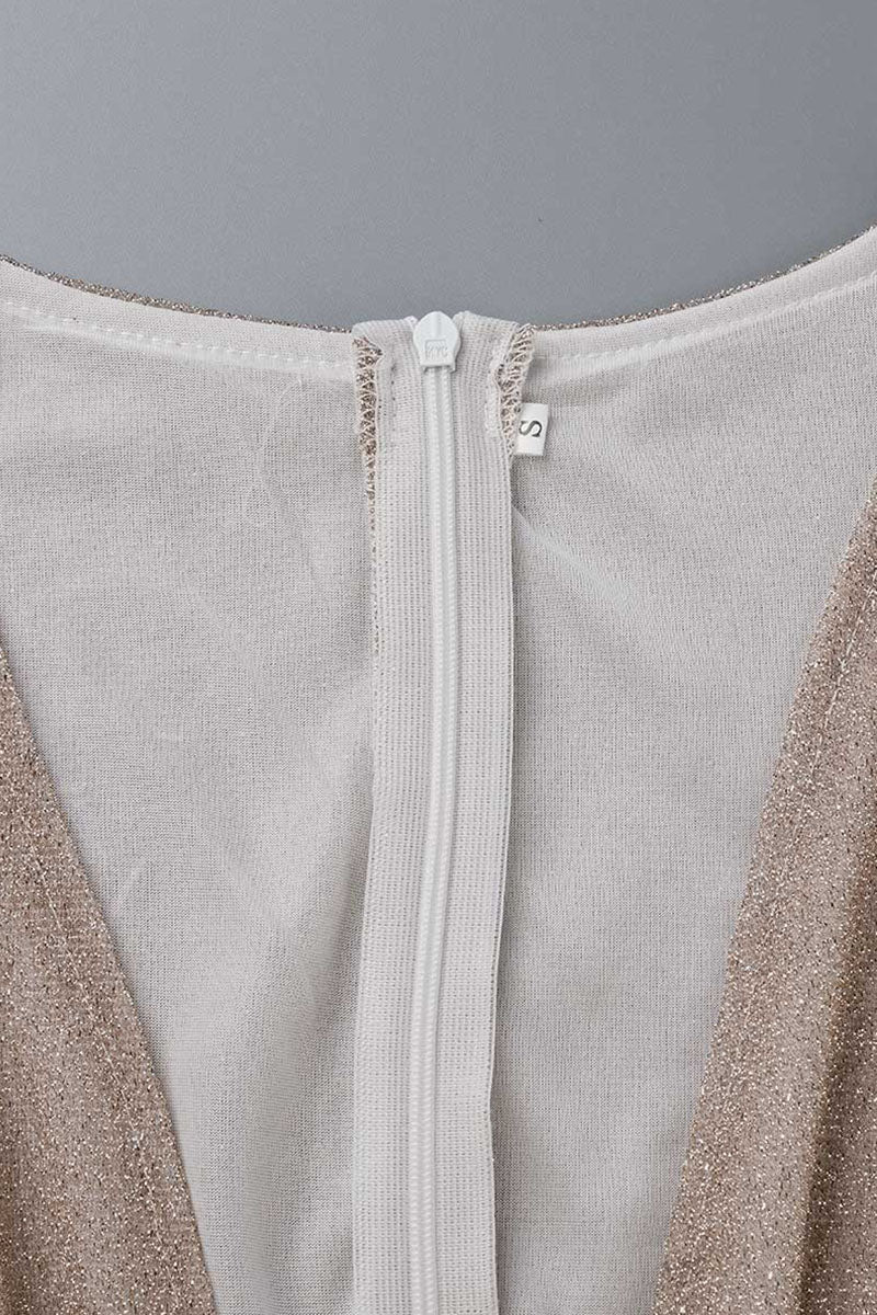 Robe de soirée élégante et tendance, patchwork, col en V, plissée.