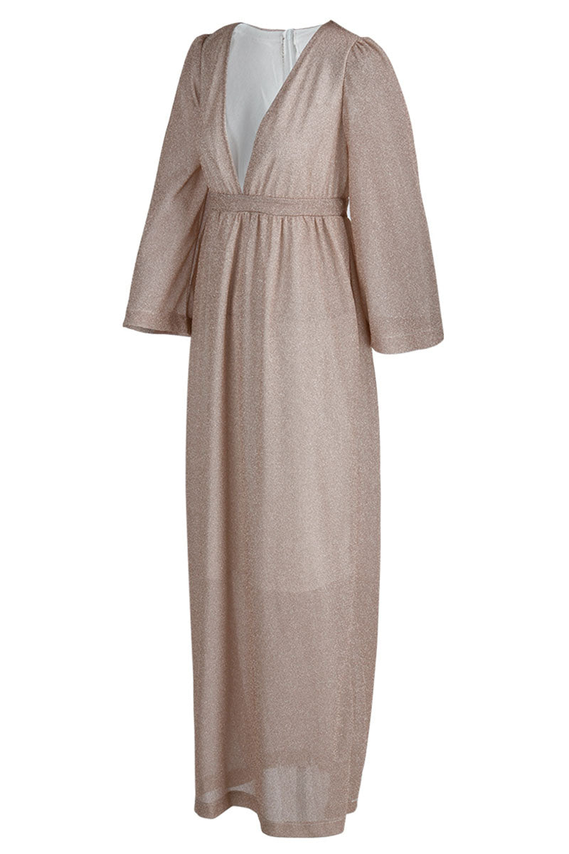 Robe de soirée élégante et tendance, patchwork, col en V, plissée.