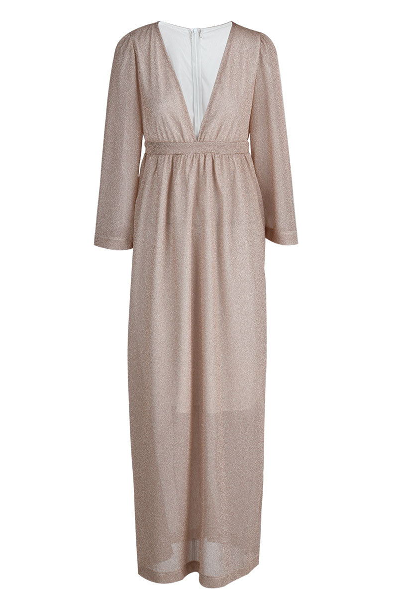 Robe de soirée élégante et tendance, patchwork, col en V, plissée.