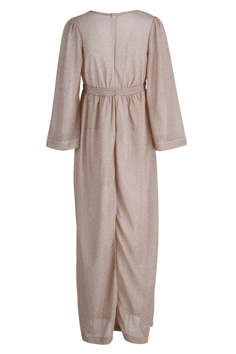 Robe de soirée élégante et tendance, patchwork, col en V, plissée.