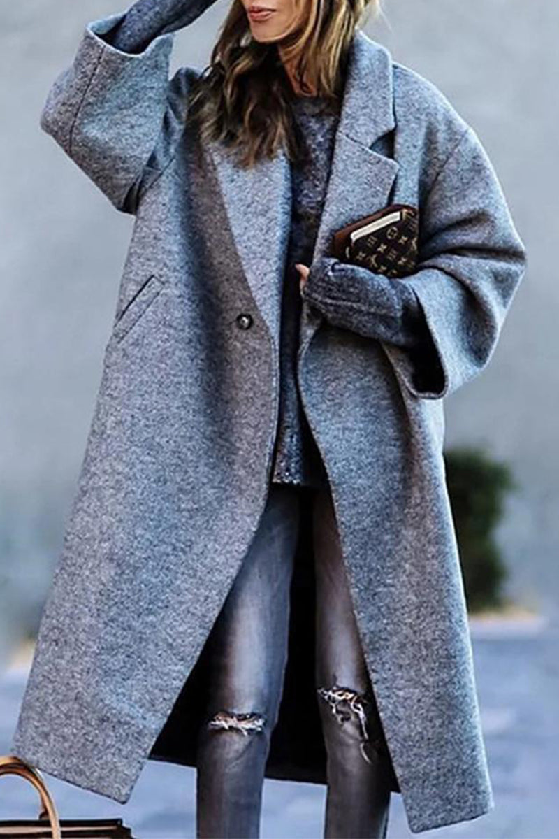 Vêtements d'extérieur à col rabattu, couleur unie, tendance.