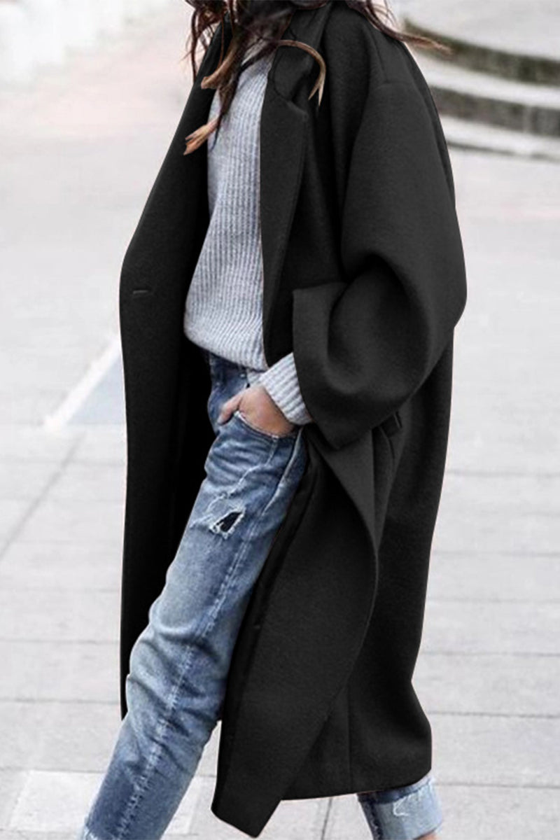 Vêtements d'extérieur à la mode, décontractés, unis, en patchwork, à boutons et col montant.