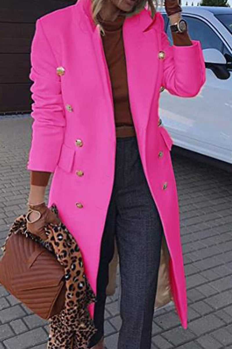 Vêtements d'extérieur élégants et décontractés, style streetwear, col montant, boutons, uni (4 couleurs)