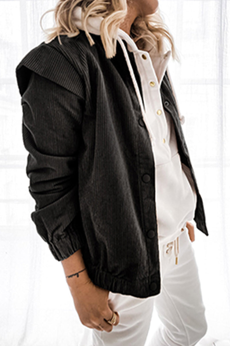 Vêtements d'extérieur décontractés, patchwork uni, avec boucle et col montant (5 couleurs)