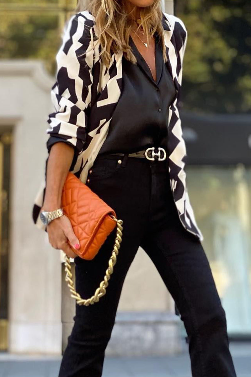 Work Street Printing Turn-back Collar Outerwear