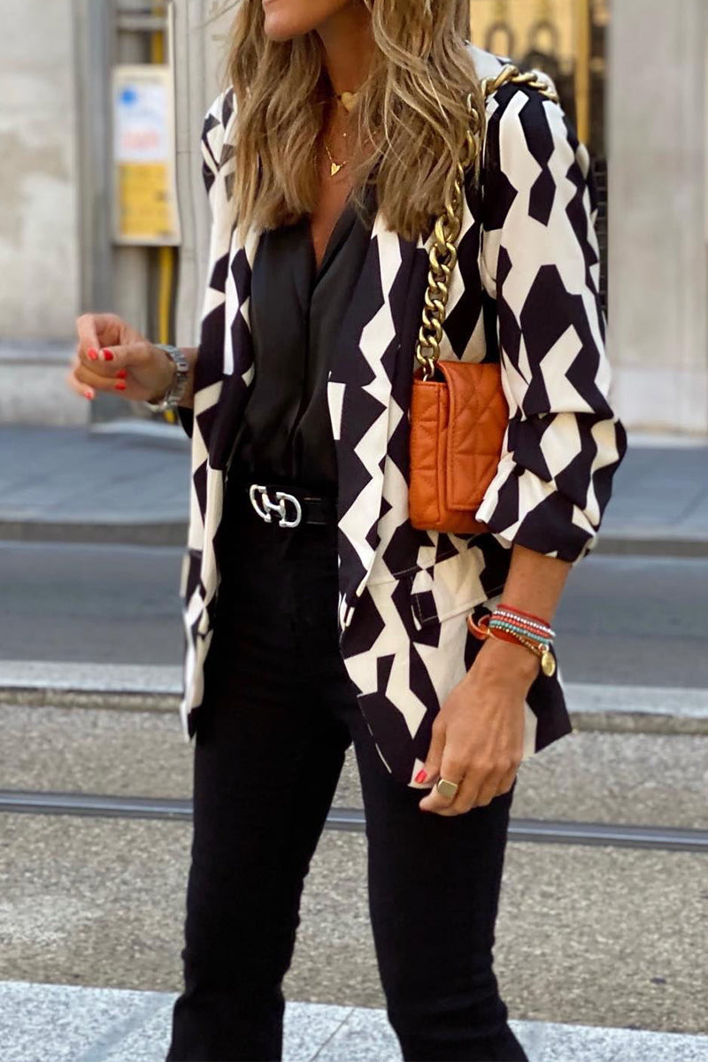 Work Street Printing Turn-back Collar Outerwear