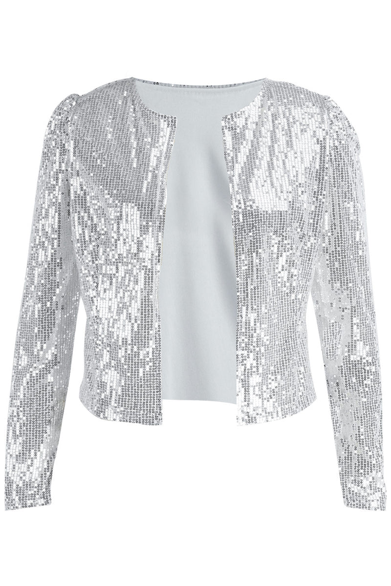 Vêtements d'extérieur à col rond, patchwork de paillettes unies, tendance (6 couleurs)