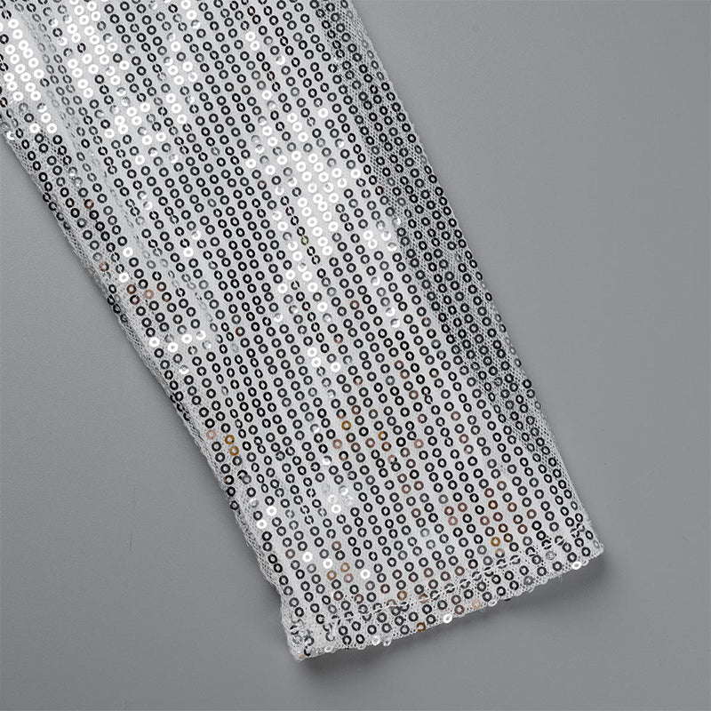 Vêtements d'extérieur à col rond, patchwork de paillettes unies, tendance (6 couleurs)