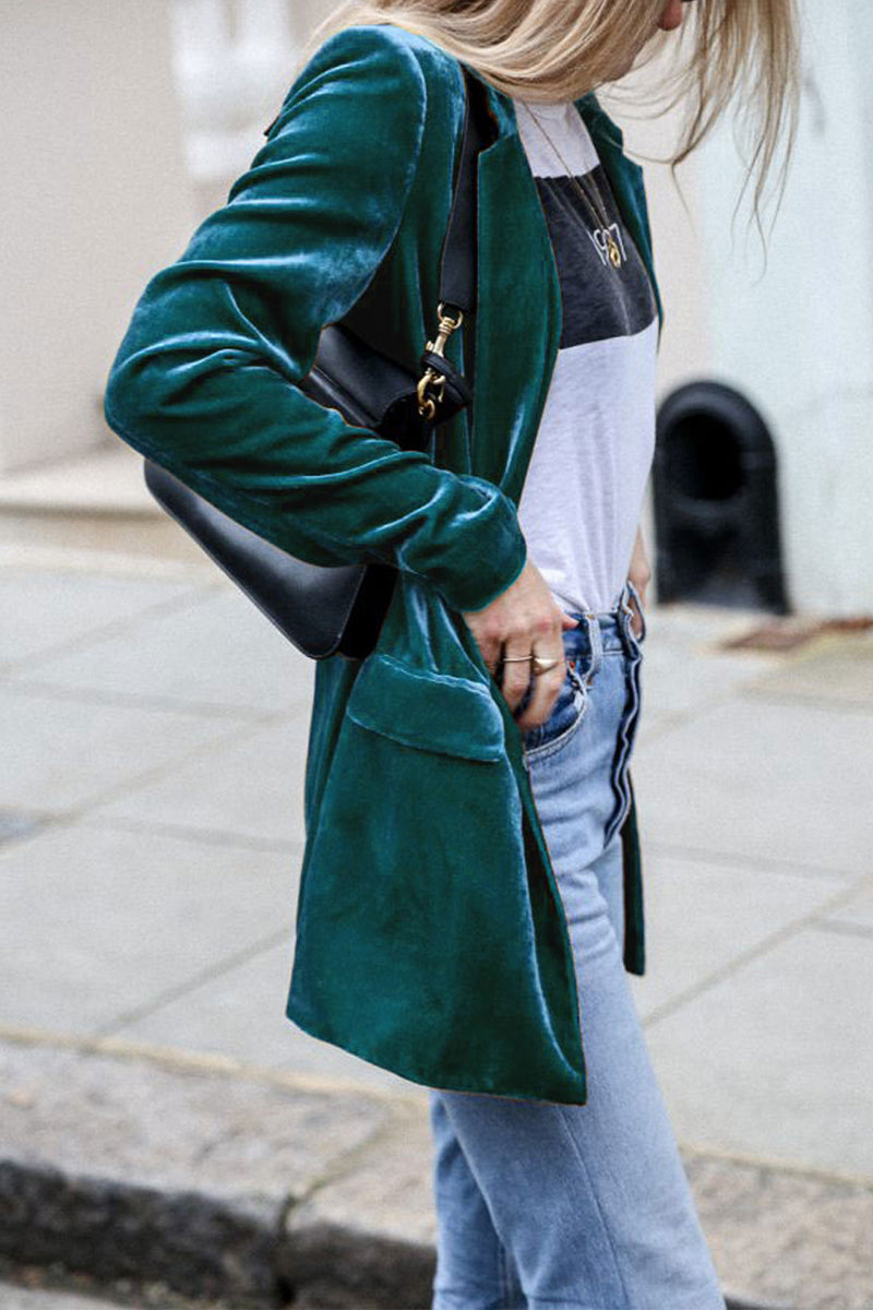 Vêtements d'extérieur élégants, couleur unie, avec poches et col montant (4 couleurs)