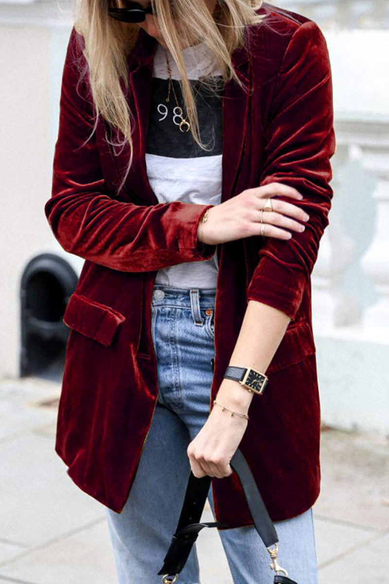 Vêtements d'extérieur élégants, couleur unie, avec poches et col montant (4 couleurs)