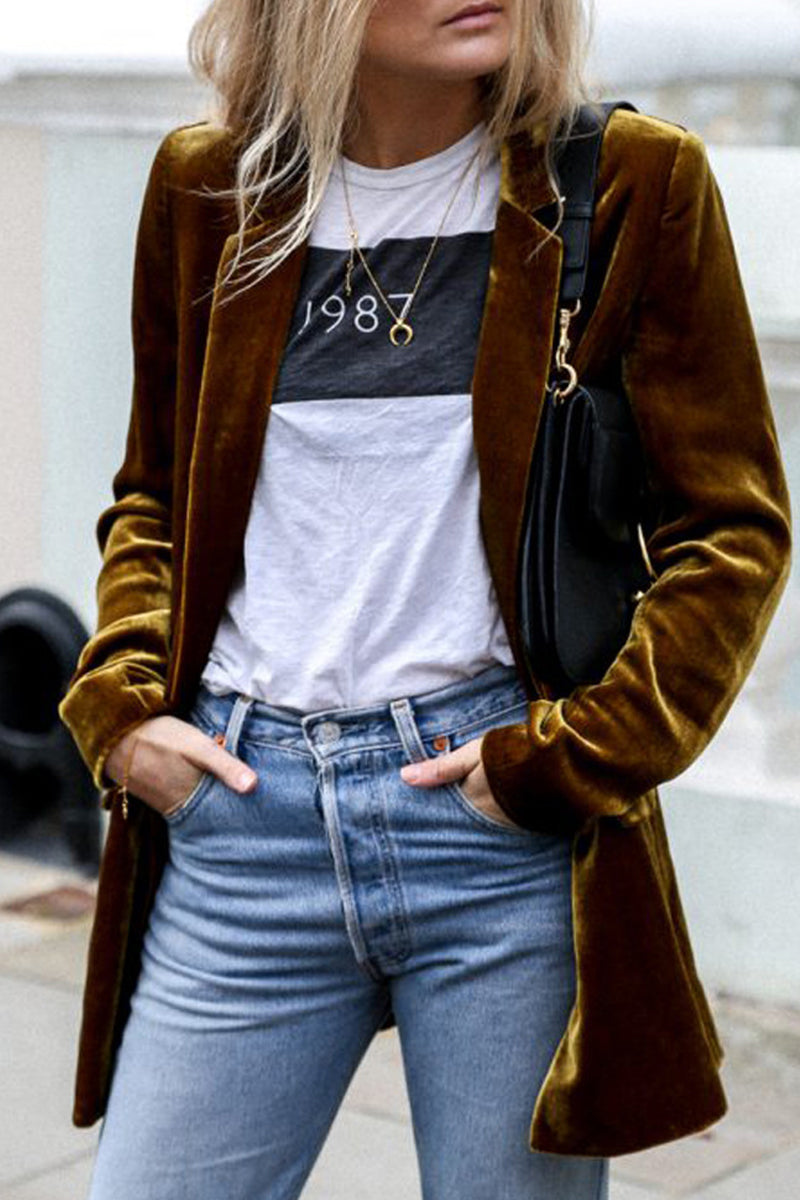 Vêtements d'extérieur élégants, couleur unie, avec poches et col montant (4 couleurs)