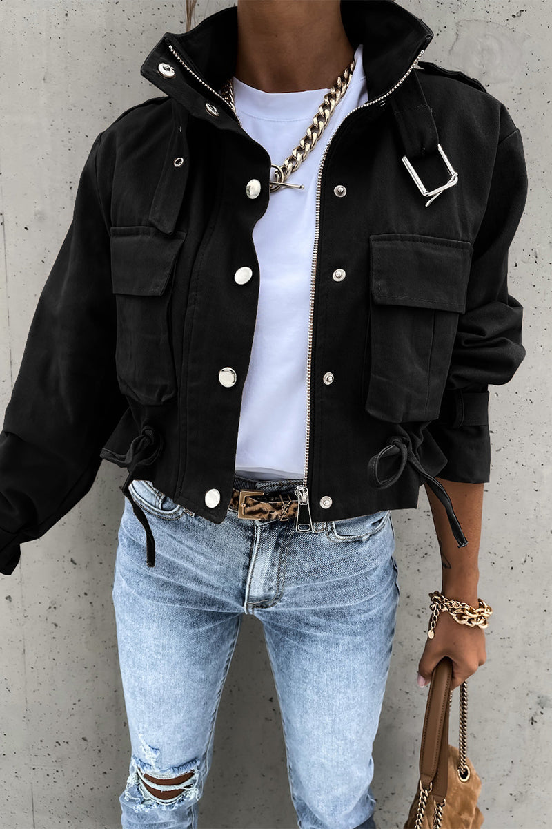 Vêtements d'extérieur unis à col rond pour la rue