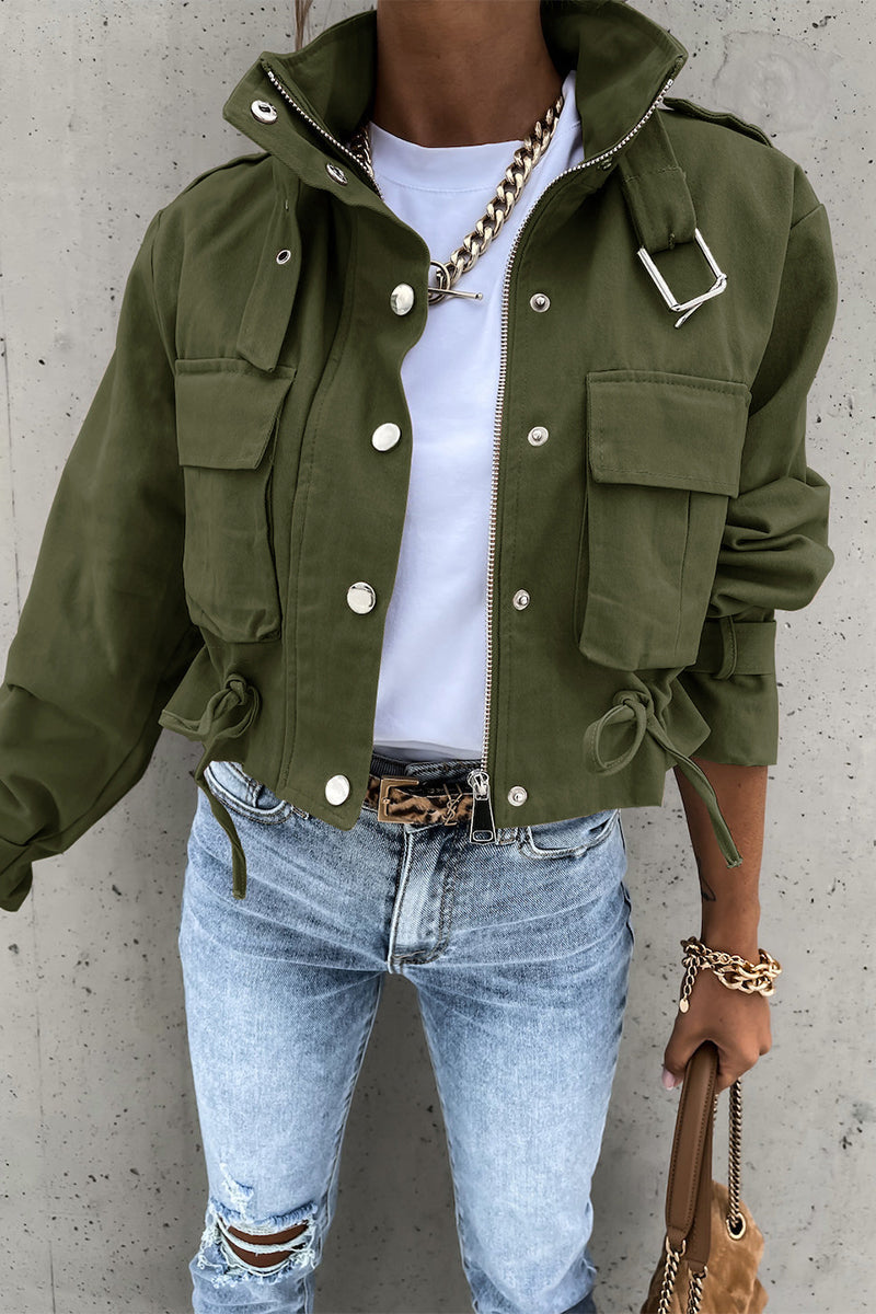 Vêtements d'extérieur unis à col rond pour la rue