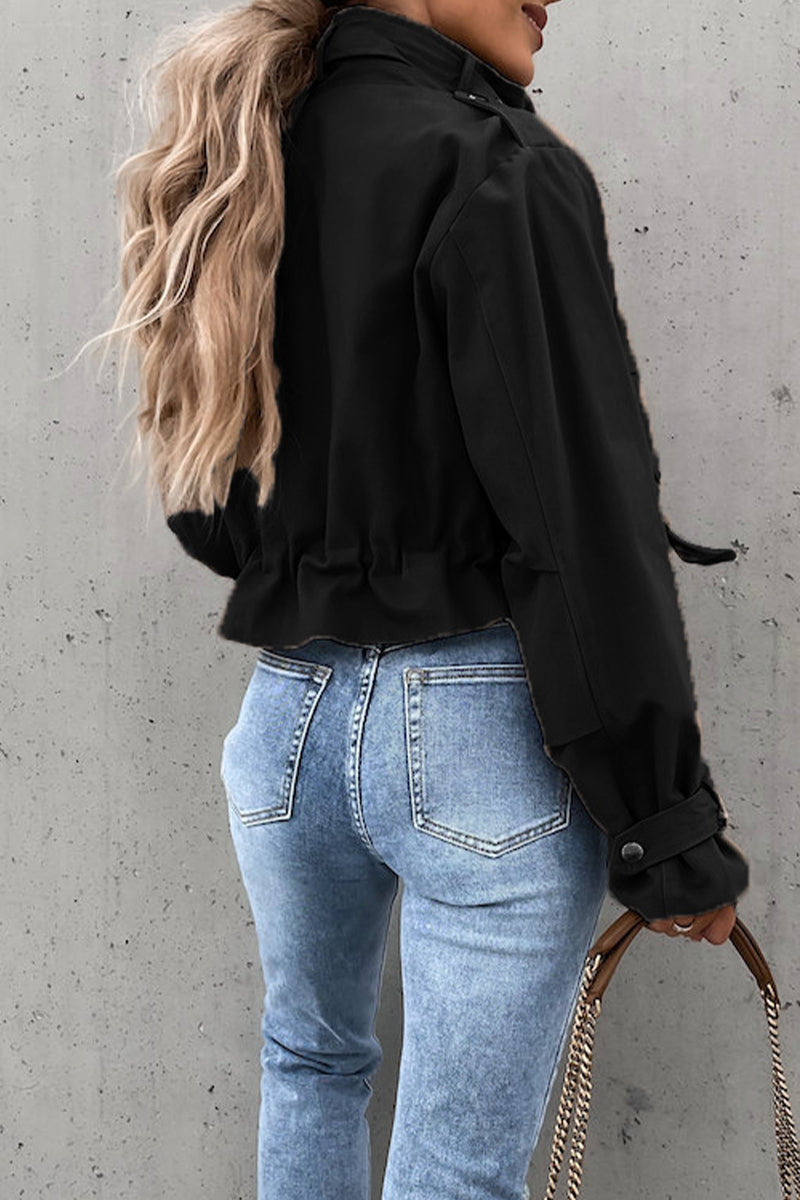 Vêtements d'extérieur unis à col rond pour la rue