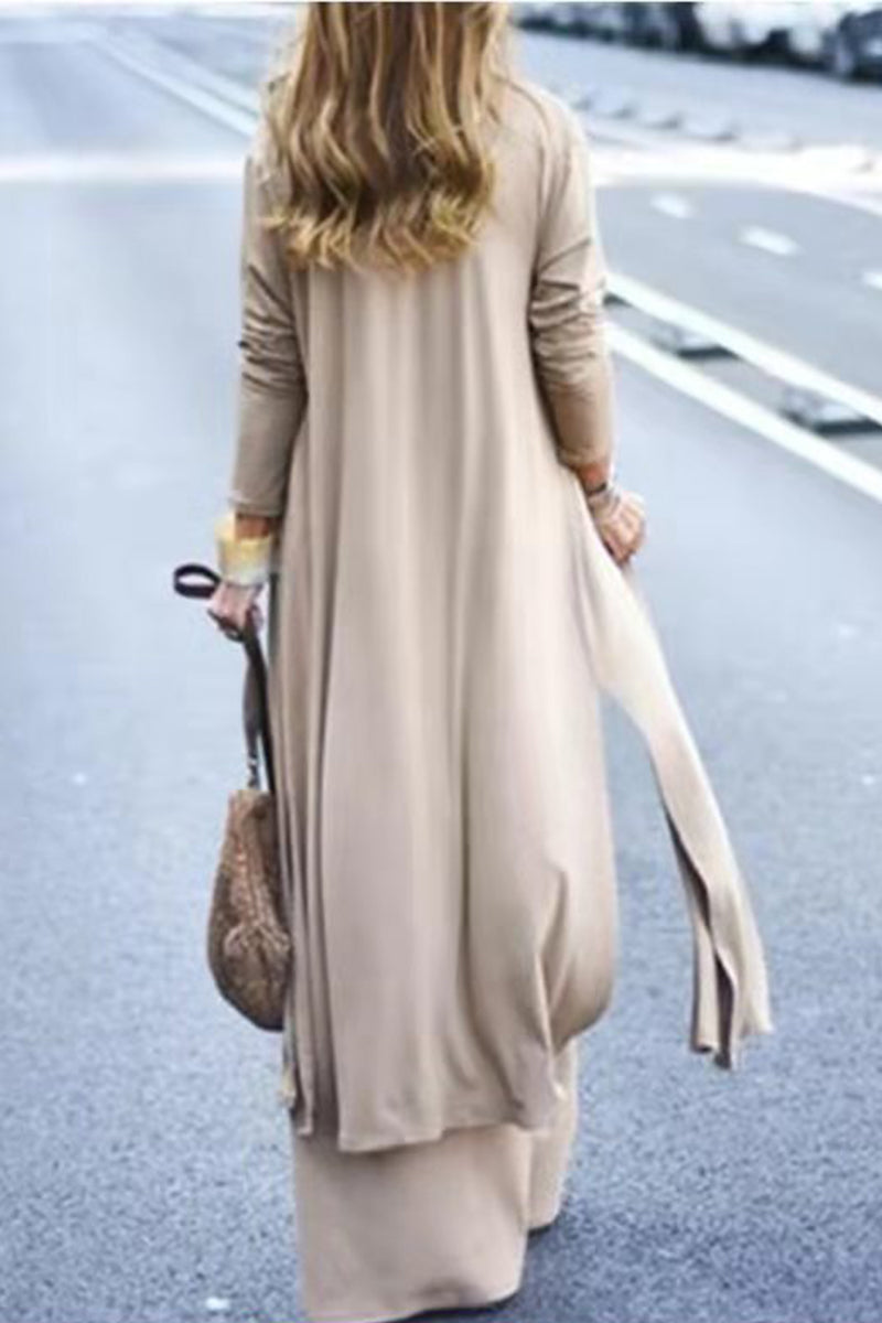 Casual Street Solid Solid Color V Neck Long Sleeve Two Pieces(4 Colors)