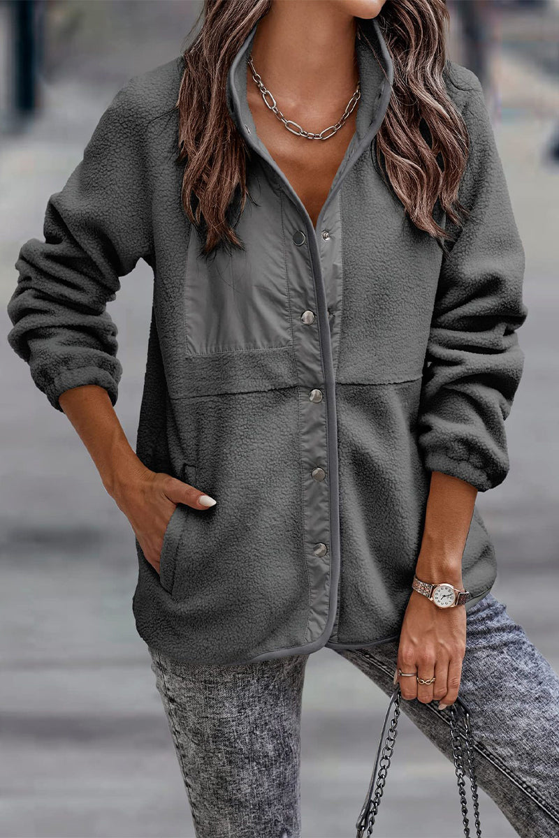 Veste décontractée à col montant demi-hauteur, en patchwork uni, avec poches (7 couleurs)