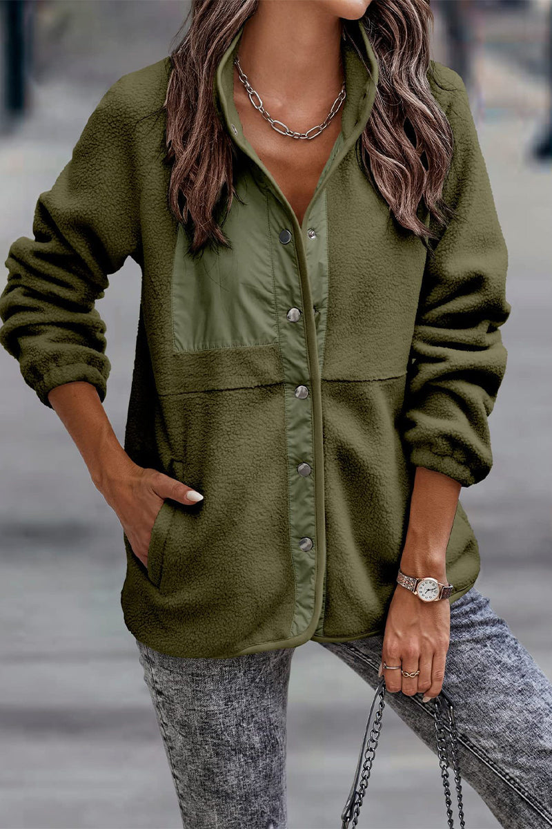 Casual Solid Patchwork Pocket Half A Turtleneck Jacket(7 Colors)