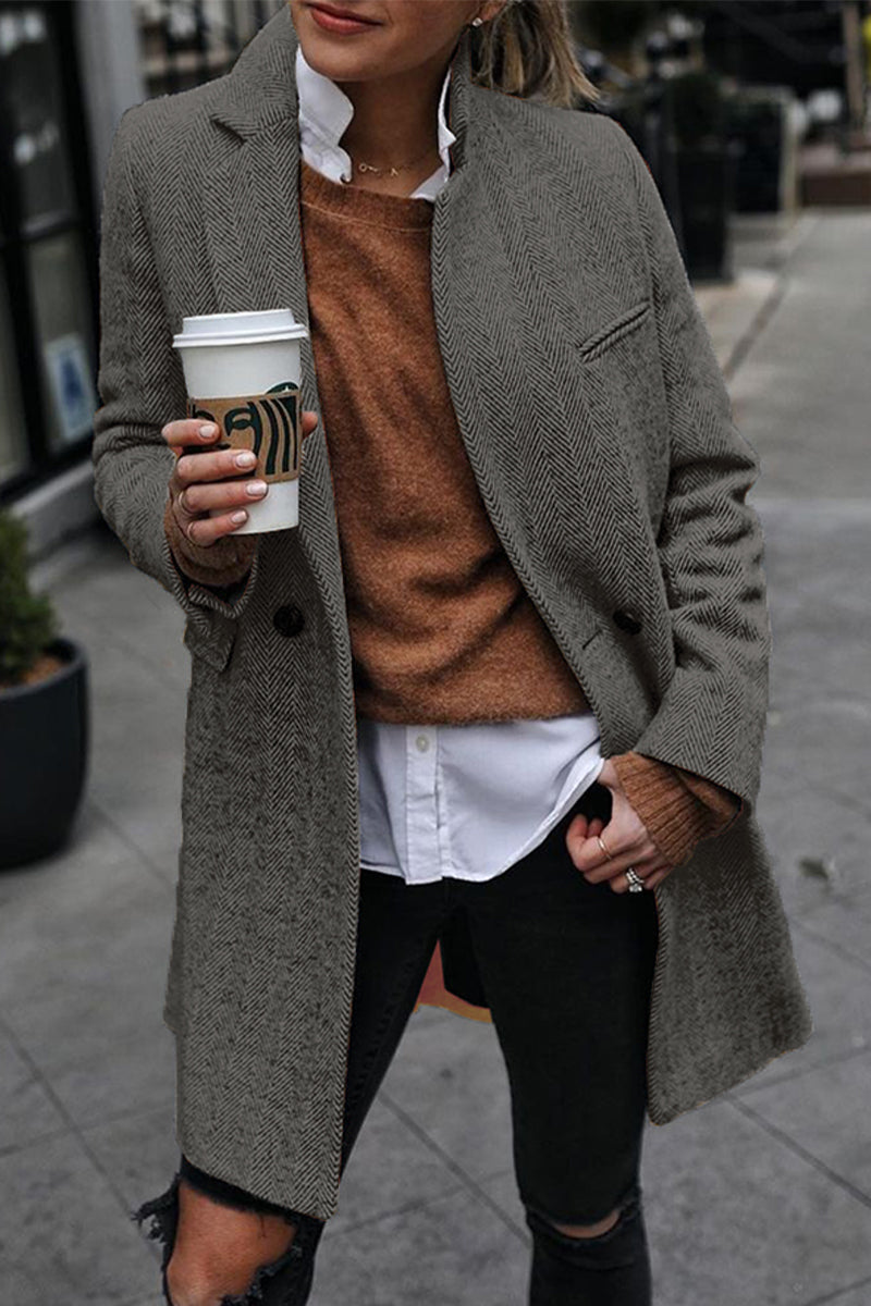 Vêtements d'extérieur décontractés à rayures et empiècements avec boucle (3 couleurs)