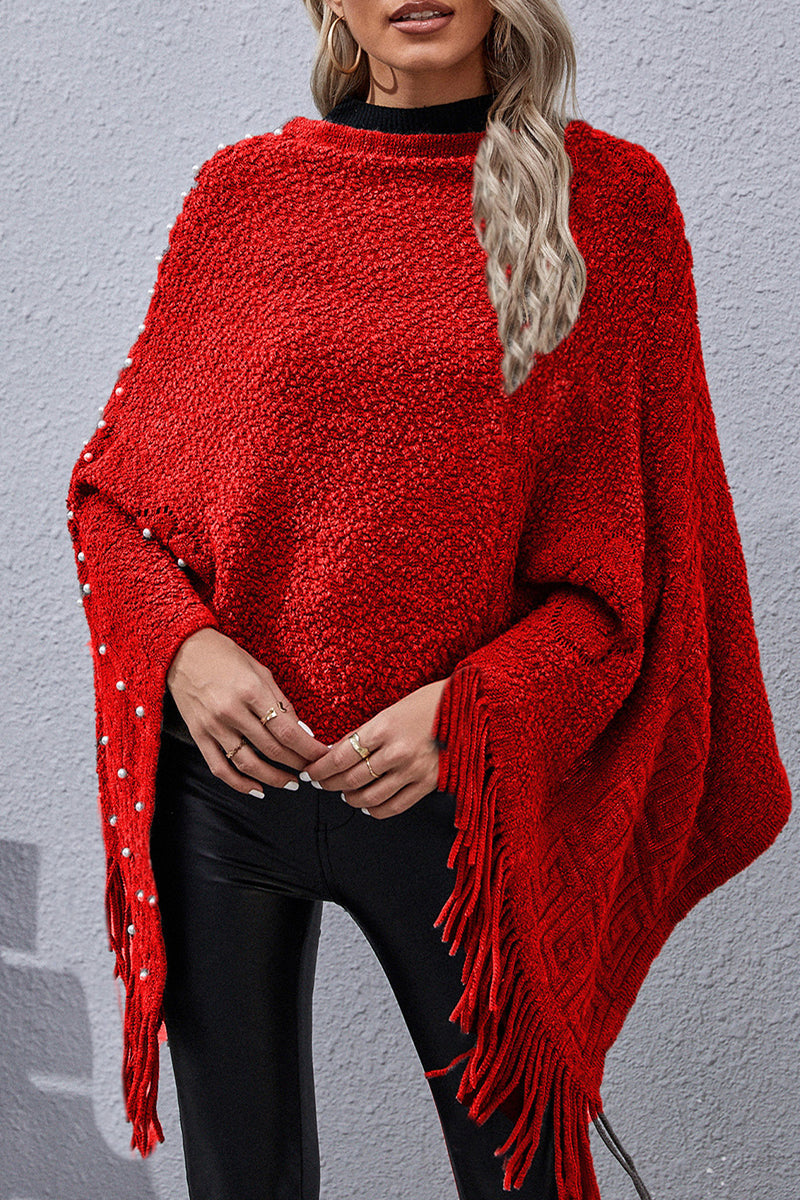 Vêtements d'extérieur décontractés, unis, à pompons, avec rivets, asymétriques, col rond (4 couleurs)