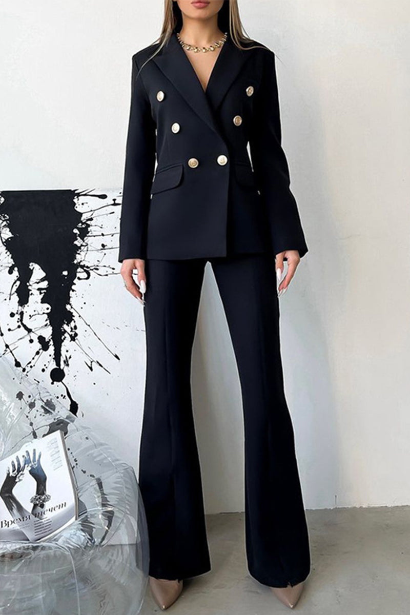 Ensemble deux pièces, manches longues, col montant, couleur unie, Sweet Work.