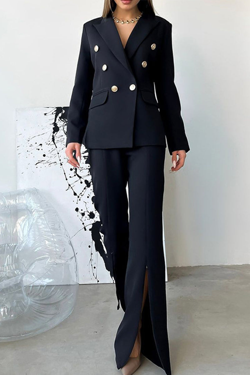 Ensemble deux pièces, manches longues, col montant, couleur unie, Sweet Work.