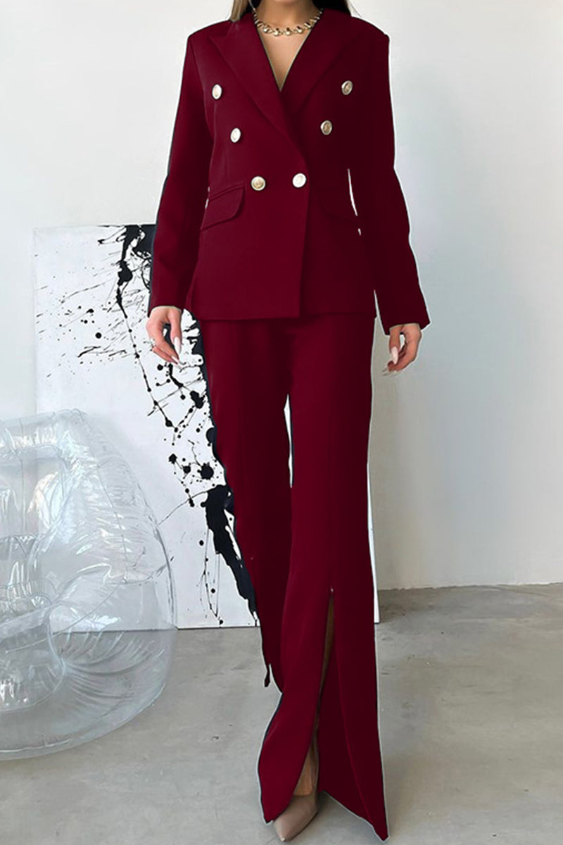 Ensemble deux pièces, manches longues, col montant, couleur unie, Sweet Work.