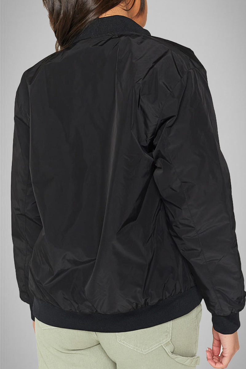 Vêtements d'extérieur unis à col en U, à fermeture éclair et poches, style streetwear.