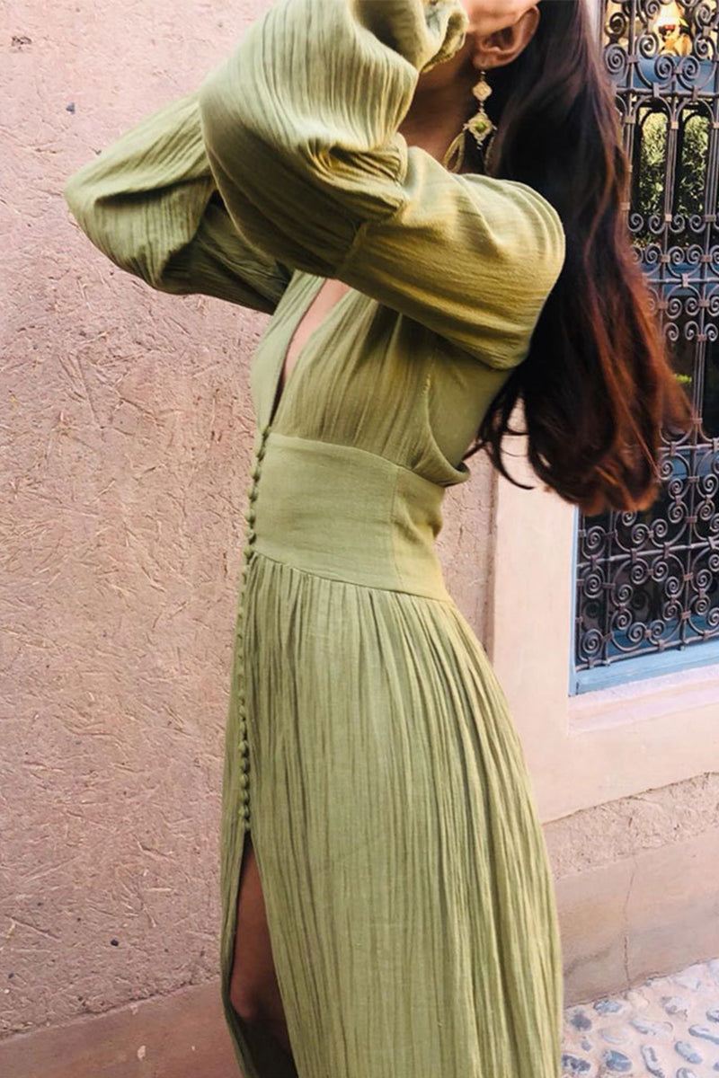 Robes crayon sexy, col en V, pliage, boucle, uni.