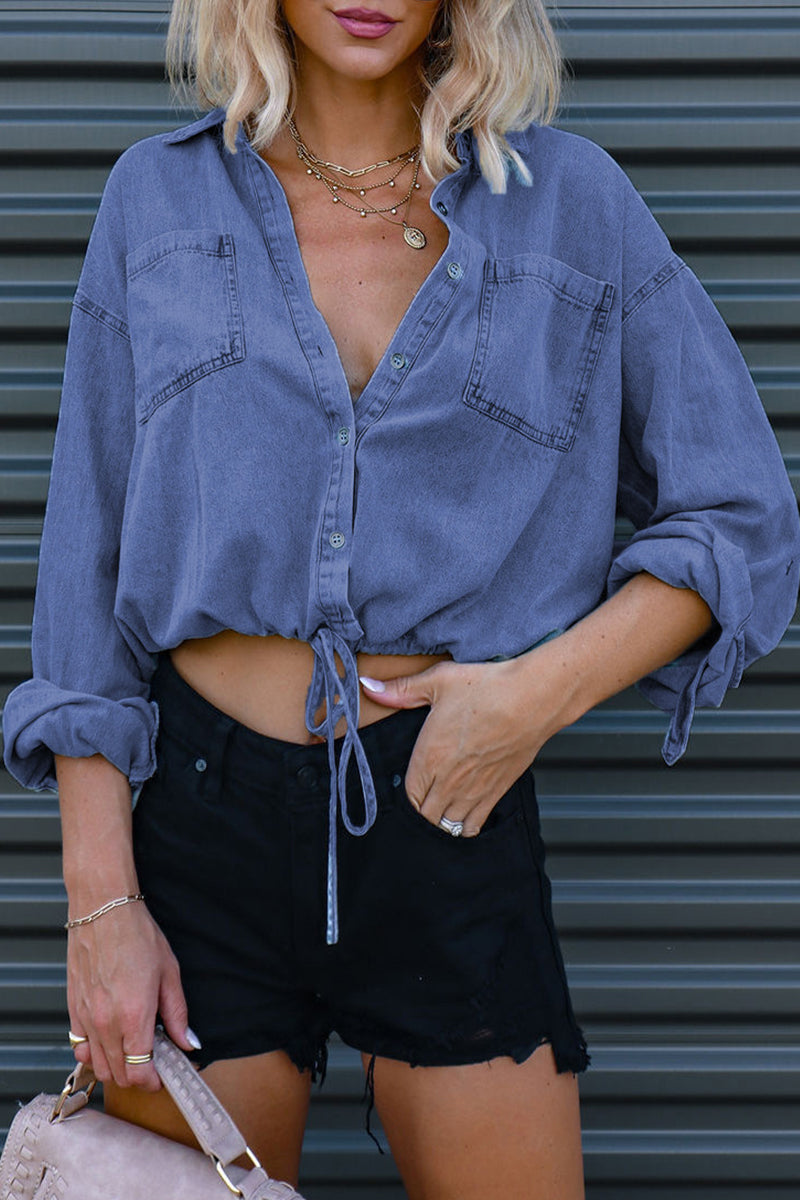 Vêtements d'extérieur à col chemise uni, tendance.