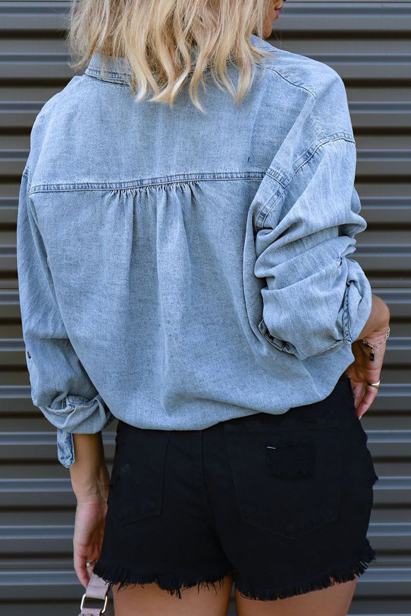 Vêtements d'extérieur à col chemise uni, tendance.