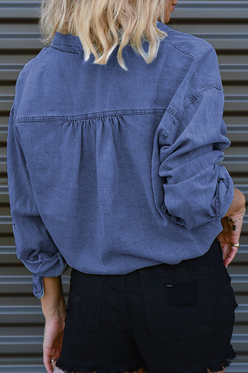 Vêtements d'extérieur à col chemise uni, tendance.