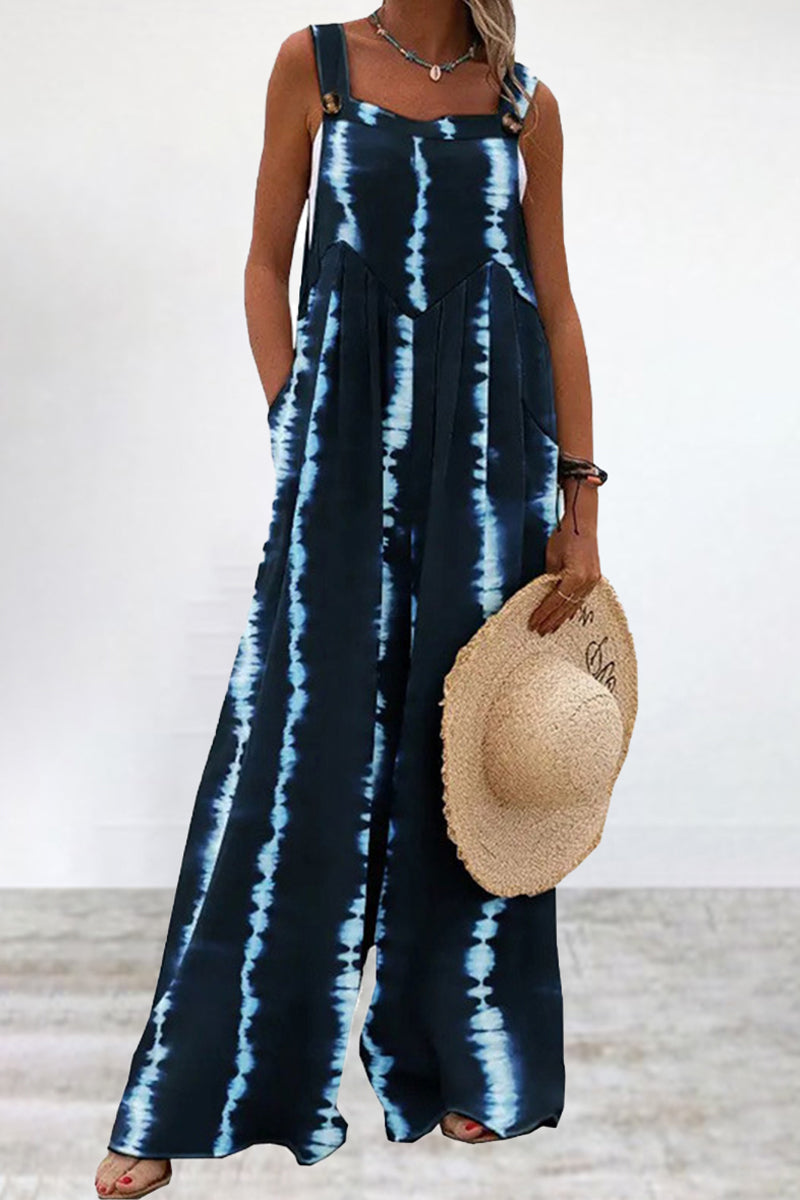 Combinaison ample à bretelles spaghetti imprimée décontractée (5 couleurs)