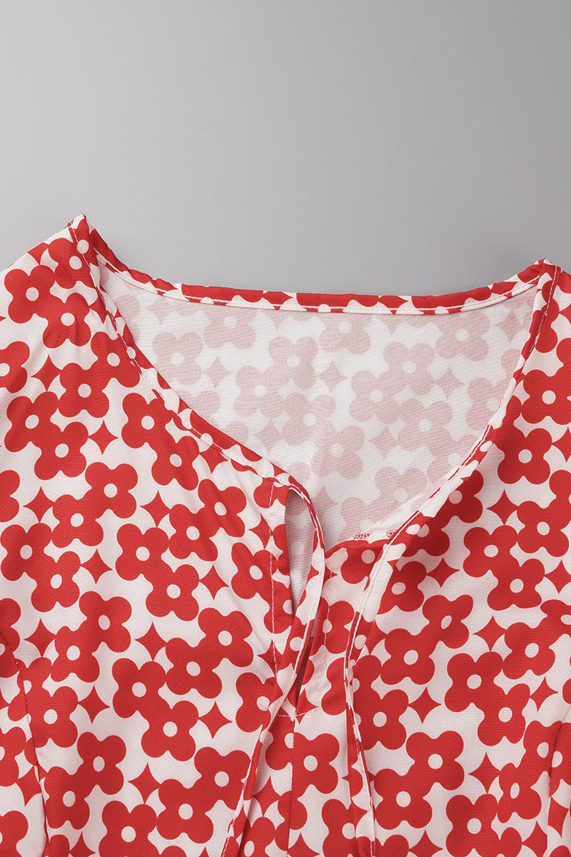 Sweet Elegant Print Flounce Printing O Neck Printed Dress Dresses(9 Colors)