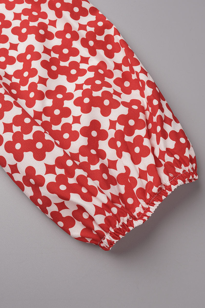 Sweet Elegant Print Flounce Printing O Neck Printed Dress Dresses(9 Colors)