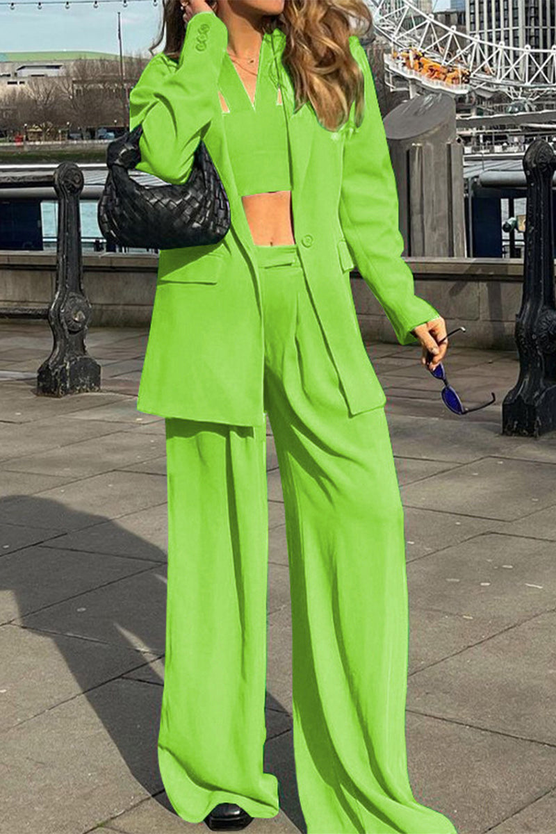 Ensemble élégant pour le travail, uni, col montant, manches longues, deux pièces (3 couleurs)
