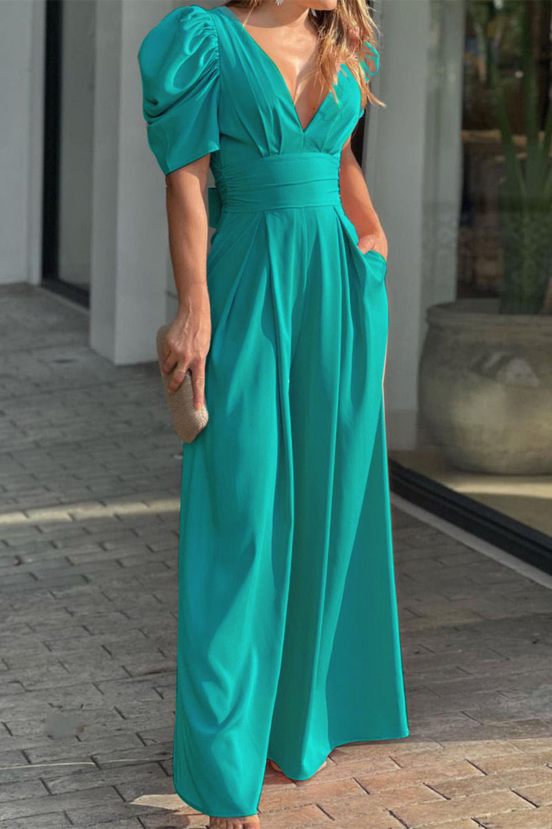 Combinaisons amples et simples, col en V, couleur unie (5 couleurs)