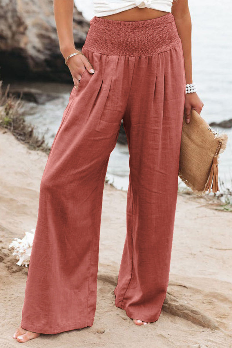 Casual Simplicity Solid Solid Color Loose Wide Leg Solid Color Bottoms