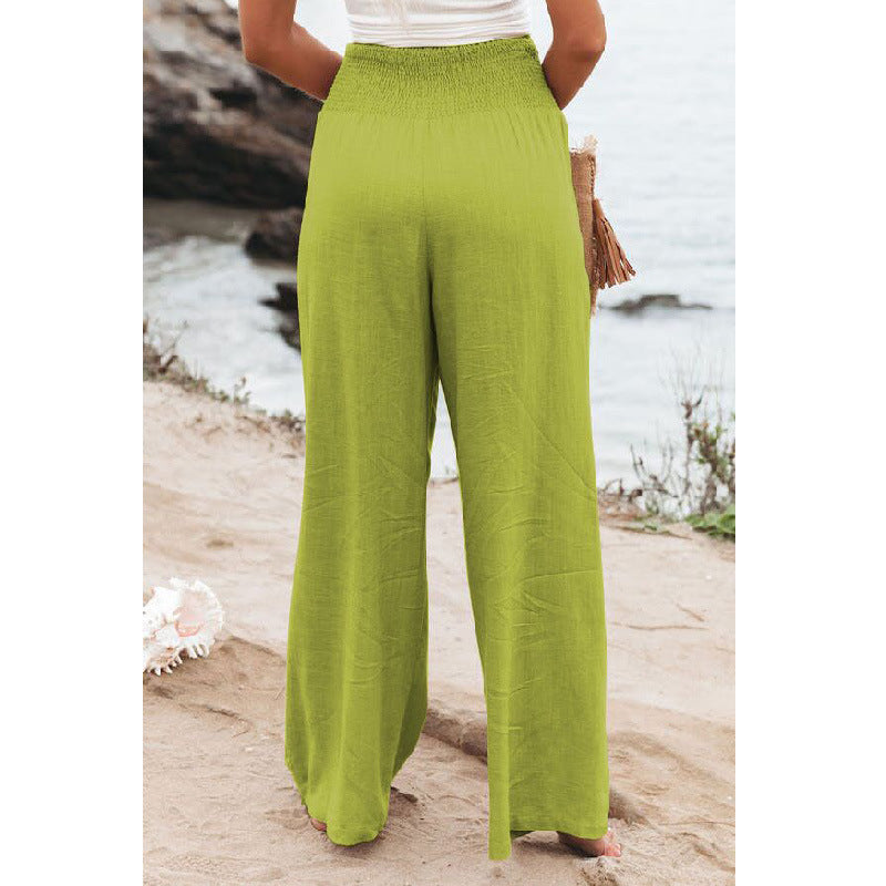 Casual Simplicity Solid Solid Color Loose Wide Leg Solid Color Bottoms