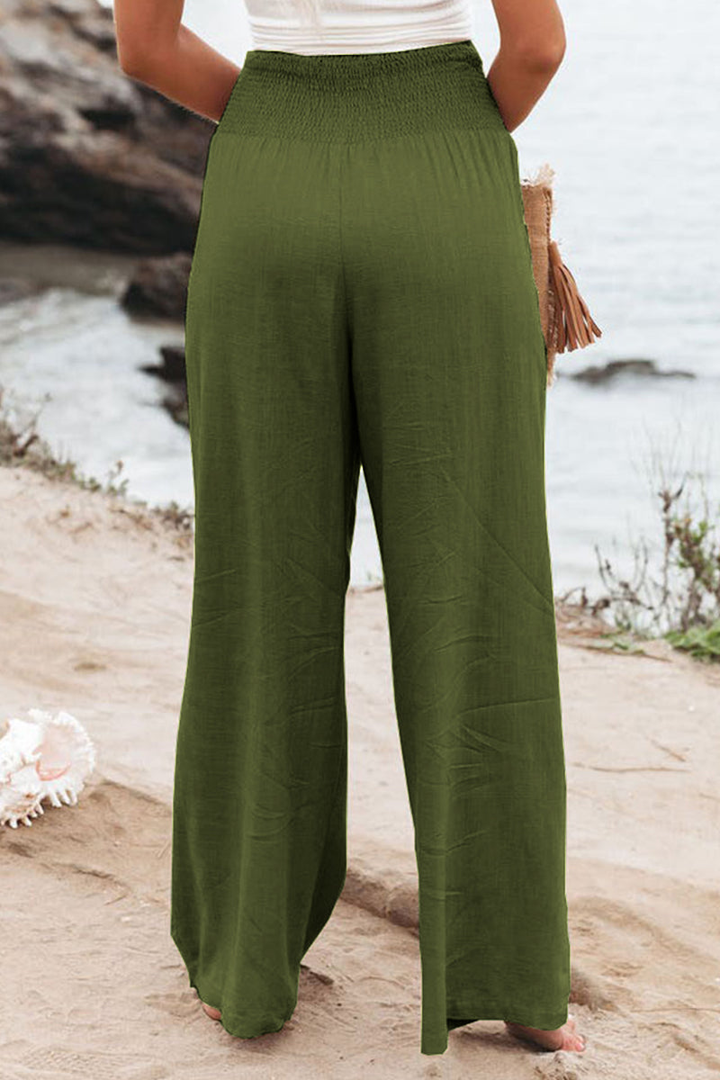 Casual Simplicity Solid Solid Color Loose Wide Leg Solid Color Bottoms